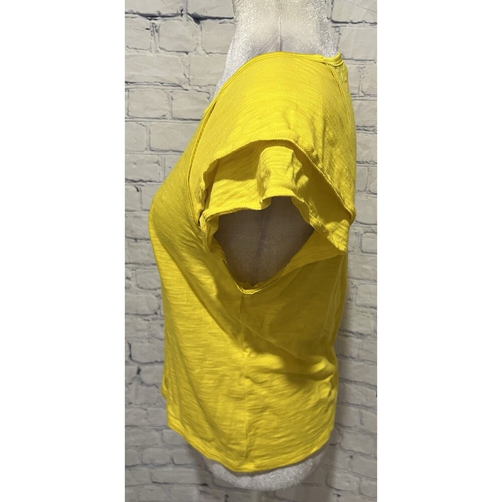 White House Black Market Go Getter Ruffle Sleeve Tee Top Yellow Women's Medium - Picture 3 of 7